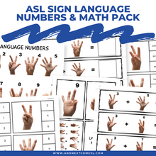 Load image into Gallery viewer, ASL Sign Language Numbers & Math Pack