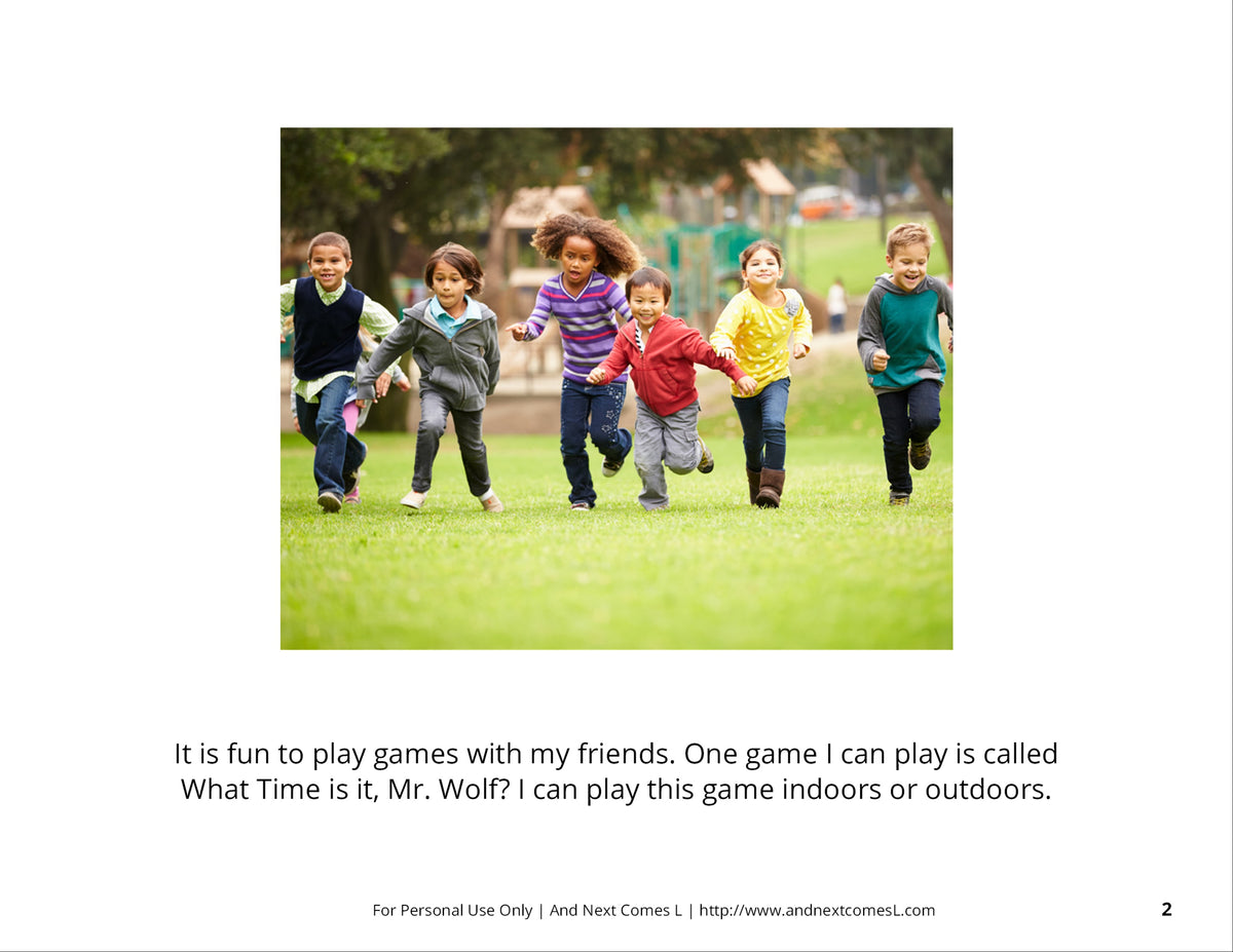 Playing What Time is it, Mr. Wolf? Social Story – And Next Comes L
