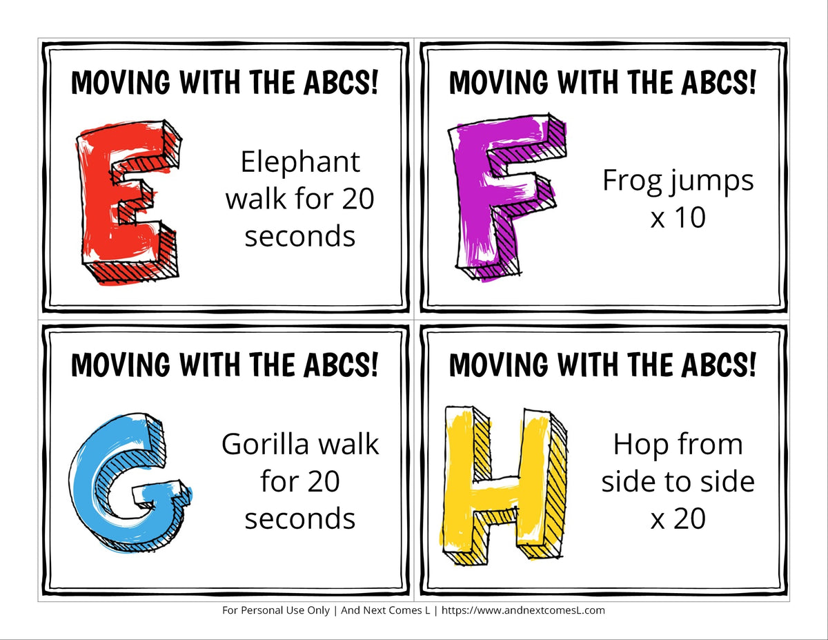 ABC Themed Brain Break Cards – And Next Comes L