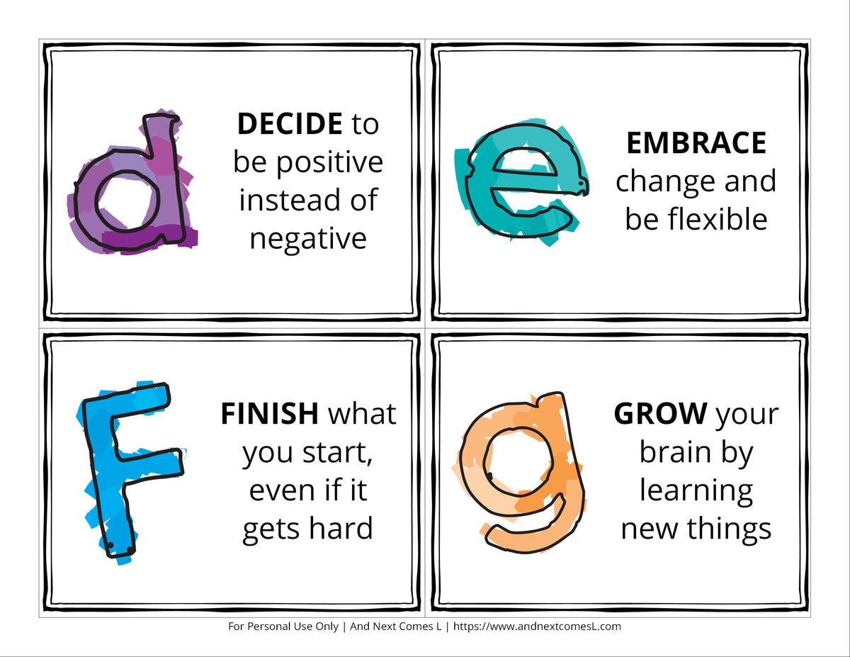 ABC Growth Mindset Cards – And Next Comes L