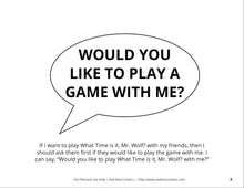Load image into Gallery viewer, Playing What Time is it, Mr. Wolf? Social Story