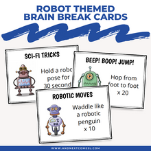 Load image into Gallery viewer, Robot Themed Brain Break Cards