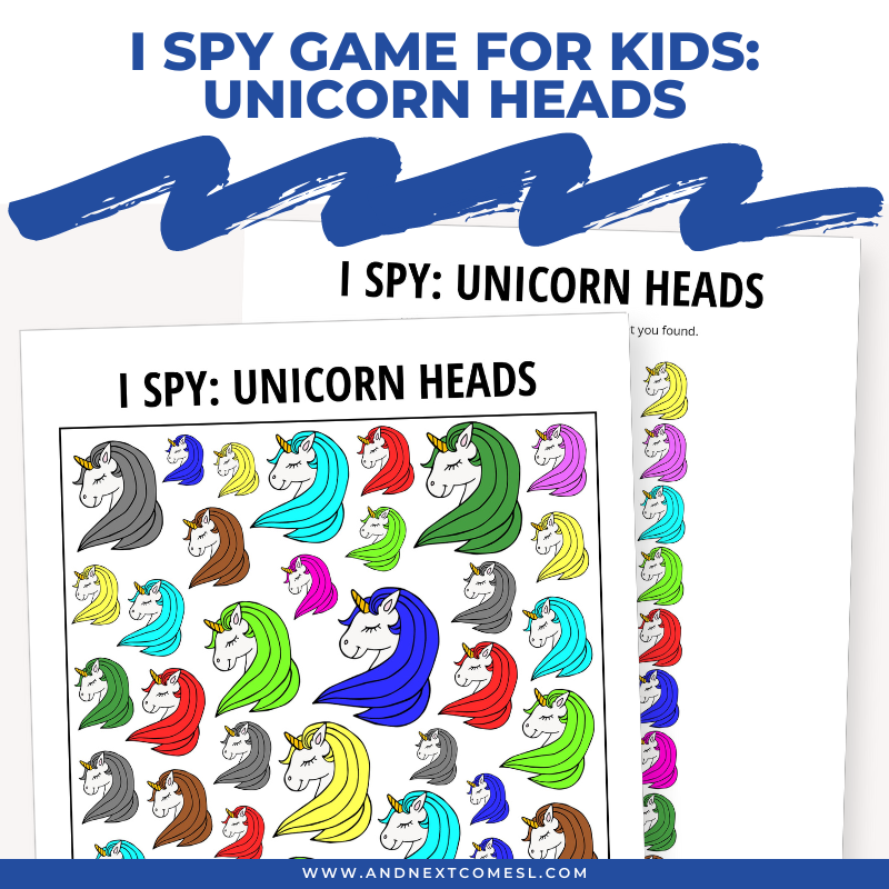 Unicorn Heads I Spy Game – And Next Comes L