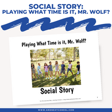 Load image into Gallery viewer, Playing What Time is it, Mr. Wolf? Social Story