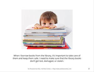 Taking Care of Library Books Social Story