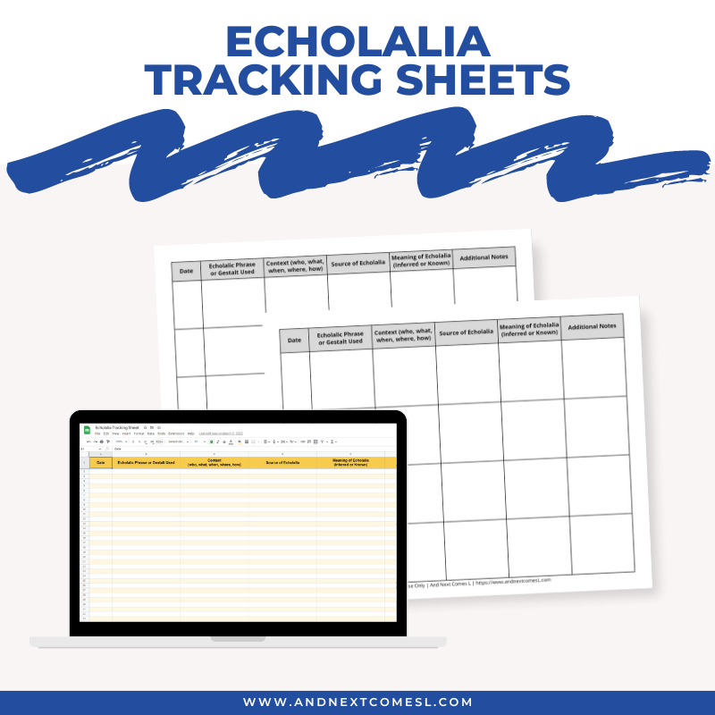 Echolalia Tracking Sheets