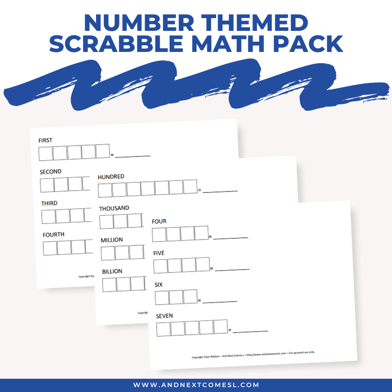 Numbers Scrabble Math Pack – And Next Comes L