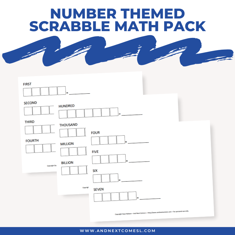Numbers Scrabble Math Pack