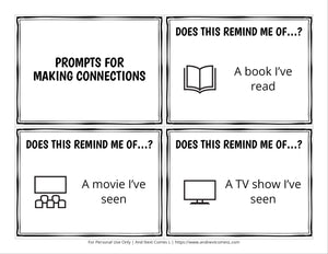 Making Connections Comprehension Prompt Cards
